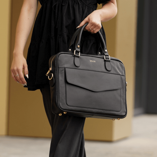Genuine leather woman s laptop bag FL25 black with snake pattern 3