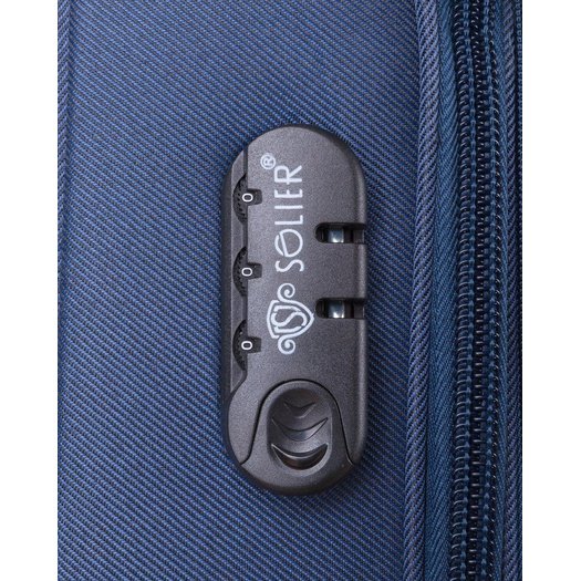 Large soft luggage XL Solier STL1311 navy-brown 4