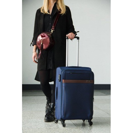 Large soft luggage XL Solier STL1311 navy-brown 6