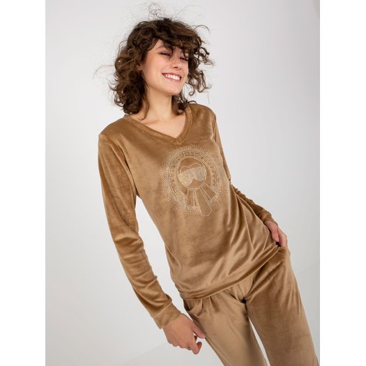 Veliūrinis komplektas moterims RV-KMPL-8442.23P-camelowy