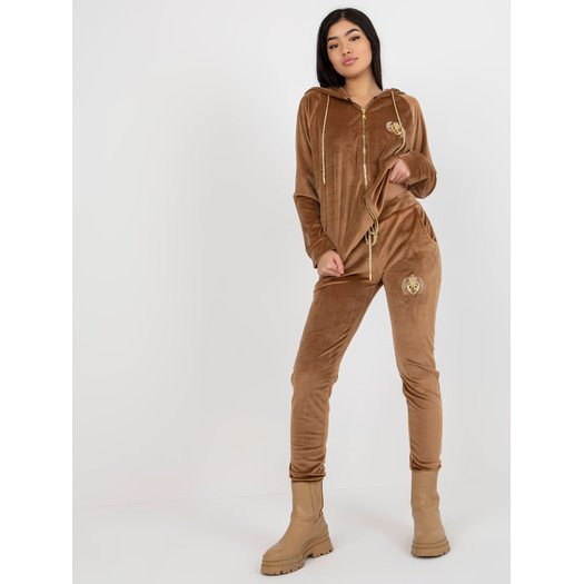Veliūrinis komplektas moterims RV-KMPL-8443.98P-camelowy