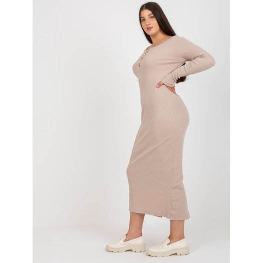 Suknelė-FA-SK-0244.96-smėlio spalvos