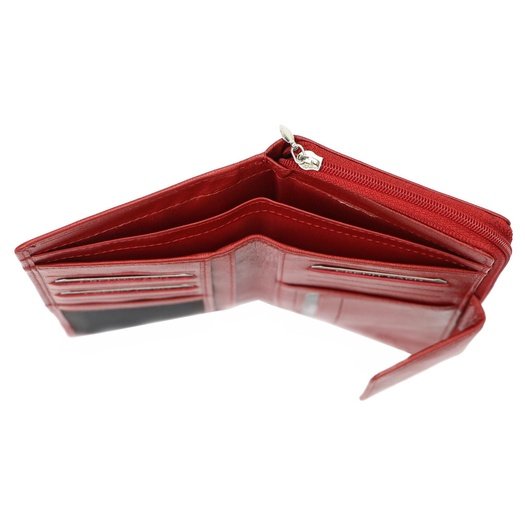 Red and black Genuine Leather Women's Wallet Albatross GN LW-L05 PIPE