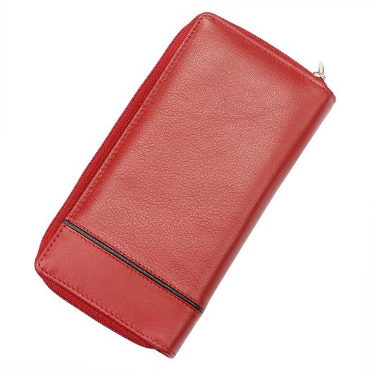 Red and black Genuine Leather Women's Wallet Albatross GN LW-L05 PIPE