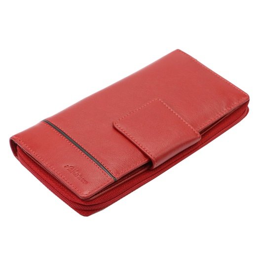 Red and black Genuine Leather Women's Wallet Albatross GN LW-L05 PIPE