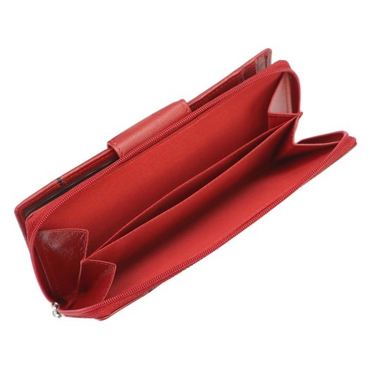 Red and black Genuine Leather Women's Wallet Albatross GN LW-L05 PIPE