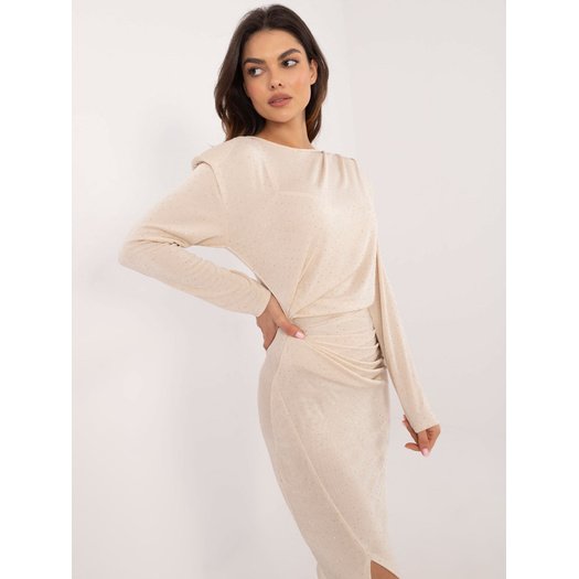 Suknelė-DHJ-SK-18206.67-šviesiai smėlio spalvos 4