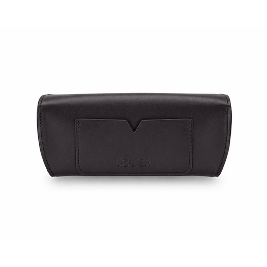 Personalized genuine leather spectacle case Solier SA37 black 1