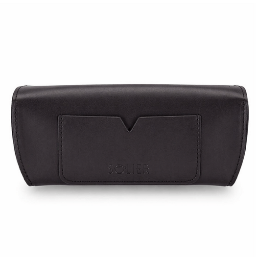 Personalized genuine leather spectacle case Solier SA37 black 4