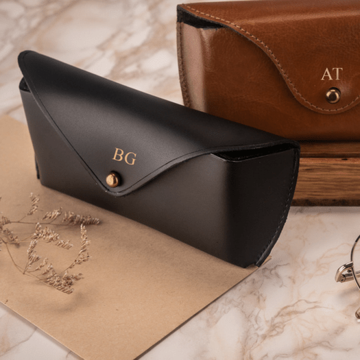 Personalized genuine leather spectacle case Solier SA37 black 8
