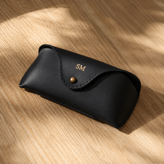 Personalized genuine leather spectacle case Solier SA37 black 2