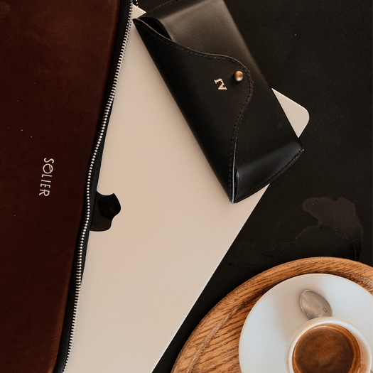 Personalized genuine leather spectacle case Solier SA37 black 11