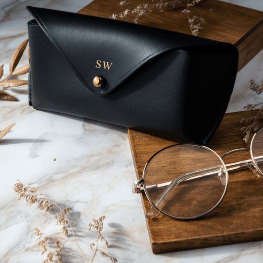 Personalized genuine leather spectacle case Solier SA37 black 6