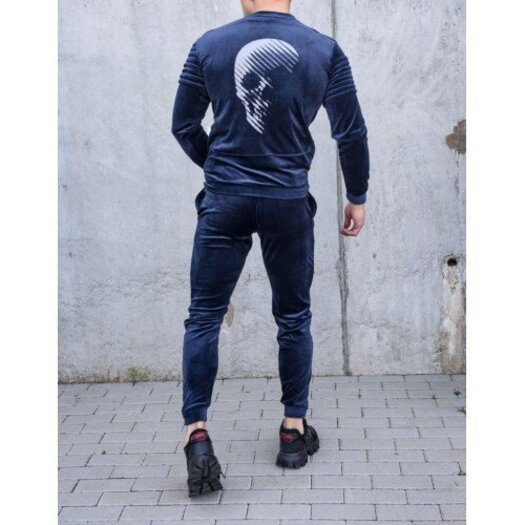 Vyriškas veliūrinis kostiumas  su kaukole - Mėlynas | Navy