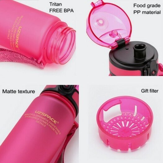 Gertuvė UZSPACE TRITAN  650 ml, plastikas be BPA - 3037-PINK