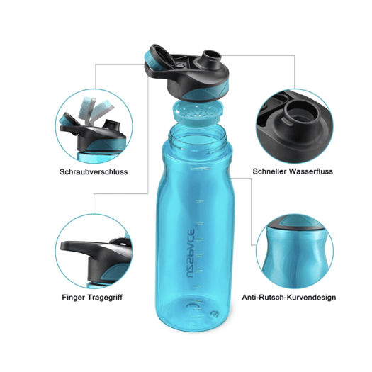 Gertuvė UZSPACE Storm Sport 800 ml, plastikas be BPA - 9031-CYAN