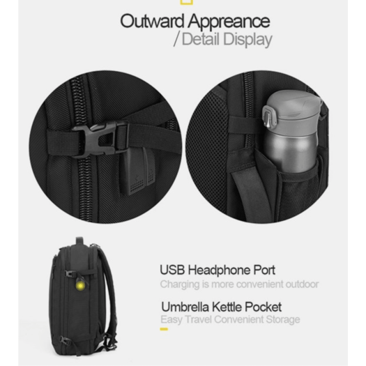 15,6 " Didelė kuprinė nešiojamam kopiuteriui, kelioninė kuprinė Arctic Hunter B00188 - Juoda 4