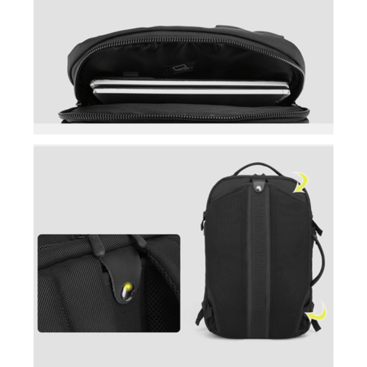 15,6 " Didelė kuprinė nešiojamam kopiuteriui, kelioninė kuprinė Arctic Hunter B00188 - Juoda 6