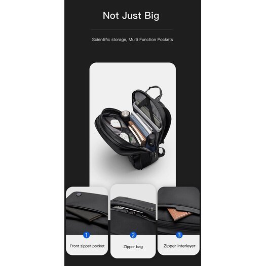 15,6 " Kuprinė nešiojamam kopiuteriui, kelionėms Arctic Hunter  B00410-1 - Juoda 4