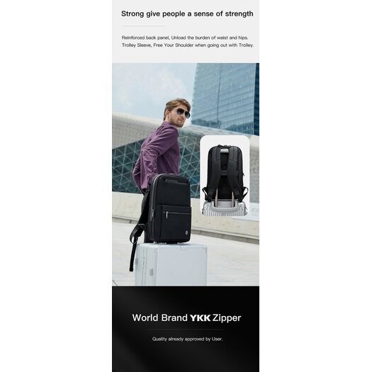 15,6 " Kuprinė nešiojamam kopiuteriui, kelionėms Arctic Hunter  B00410-1 - Juoda 8