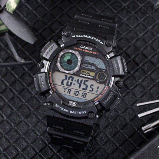 Laikrodis vyrams CASIO Digital Moonphase  WS-1500H-1A + BOX