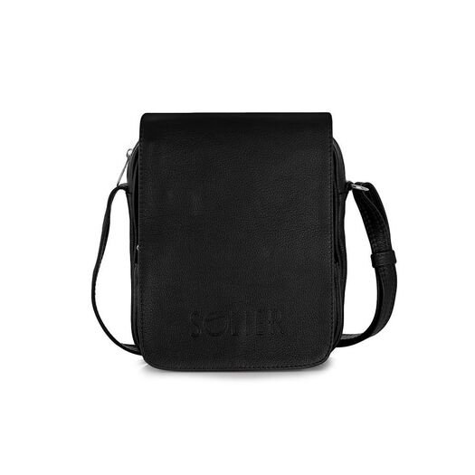 Black leather messenger Ipad case SL32