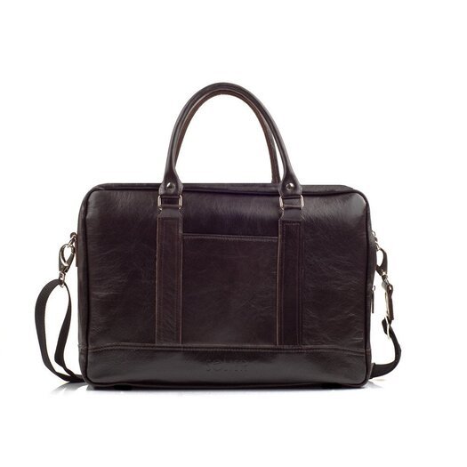 Brown leather shoulder laptop bag SL02 ABERDEEN