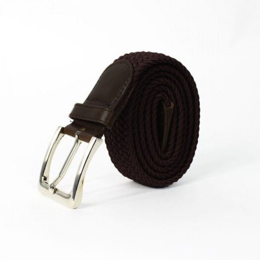Elegant, woven belt for man SOLIER SB08 dark brown