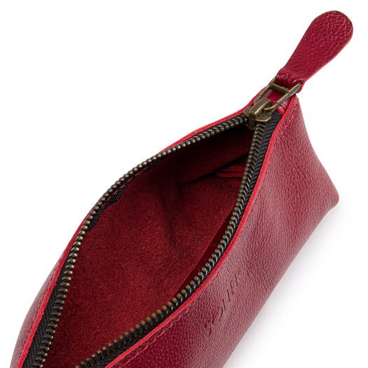 Leather pencil case Solier SA51 red