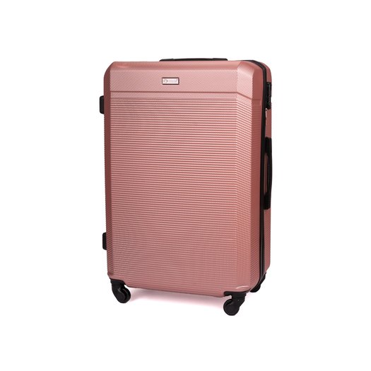 Solier Hartschalen Koffer Trolley 4 Rollen Reisekoffer Teleskopgriff und Kombinationsschloss ABS STL946 (Rosa Gold, L)