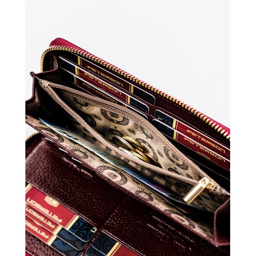 Duży skórzany portfel damski piórnik - Peterson