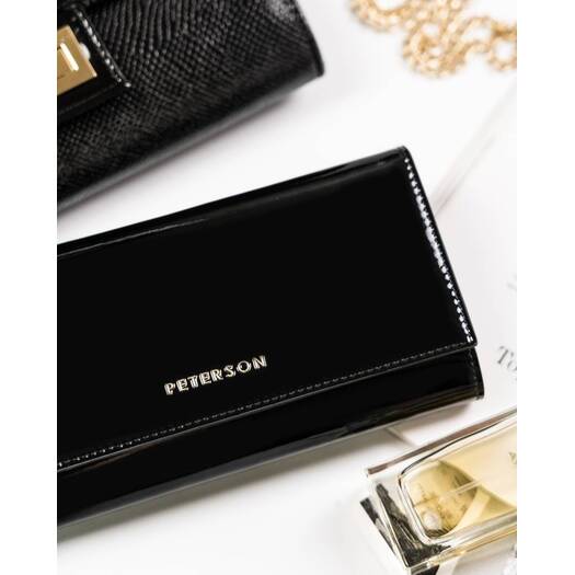 Duży, skórzany portfel damski zamykany na zatrzask - Peterson