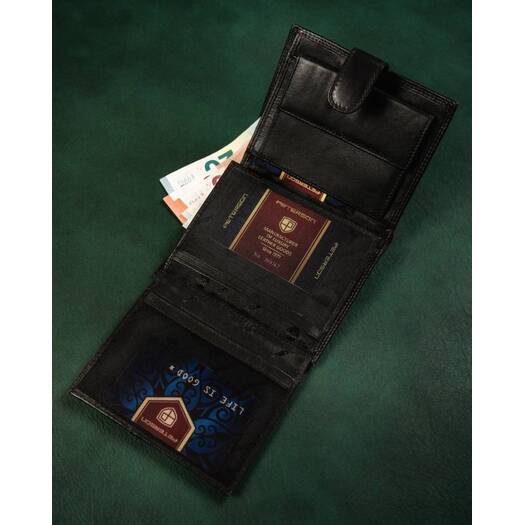 Duży, skórzany portfel męski z systemem RFID - Peterson