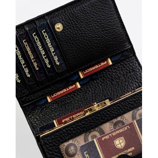 Elegancki portfel damski ze wzorem wężowej skóry RFID - Peterson