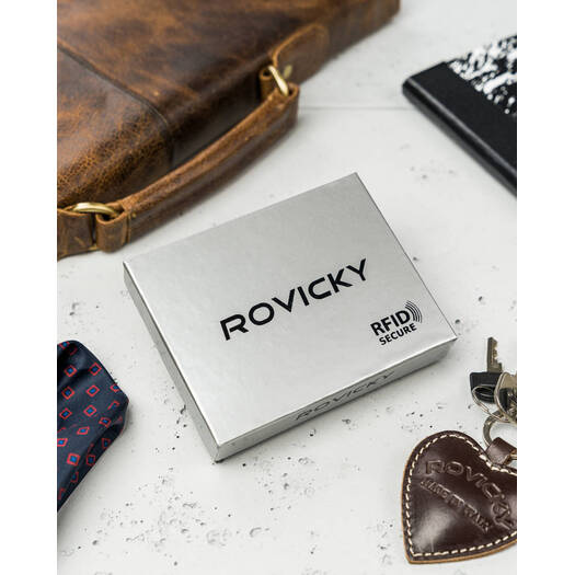 Elegancki portfel męski z membraną antyskimmingową - Rovicky