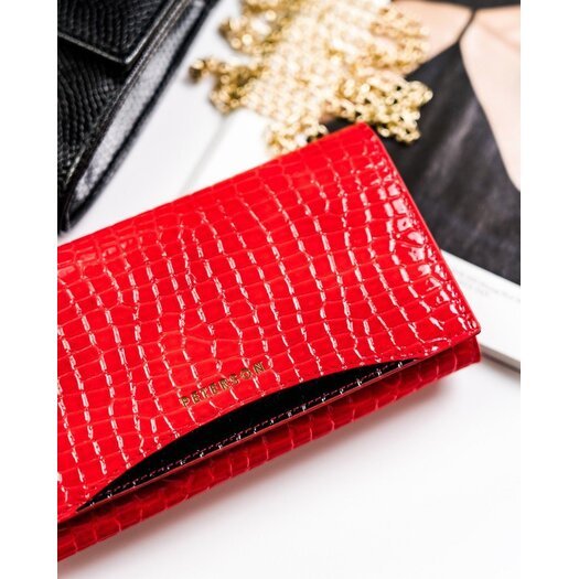 Lakierowany portfel z elegancki wzorem croco - Peterson