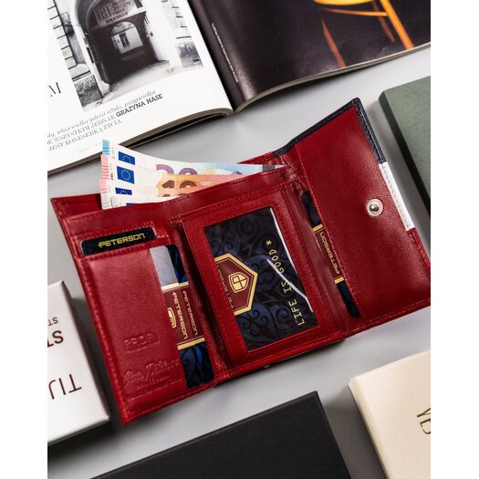 Mały, skórzany portfel damski z systemem RFID - Peterson