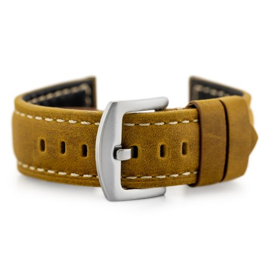 Pasek skórzany do zegarka W29 - jasny brąz 22mm