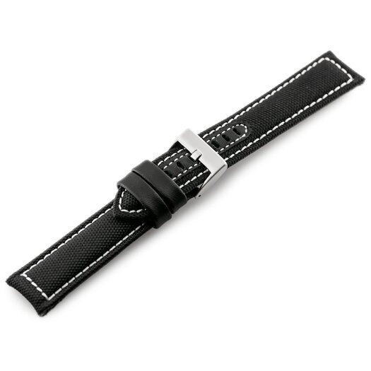 Pasek skórzany do zegarka W34 - PREMIUM - czarny/białe - 26mm