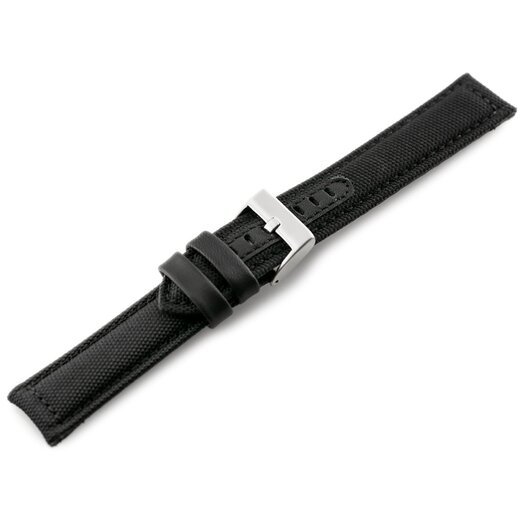Pasek skórzany do zegarka W34 - PREMIUM - czarny/czarne - 26mm