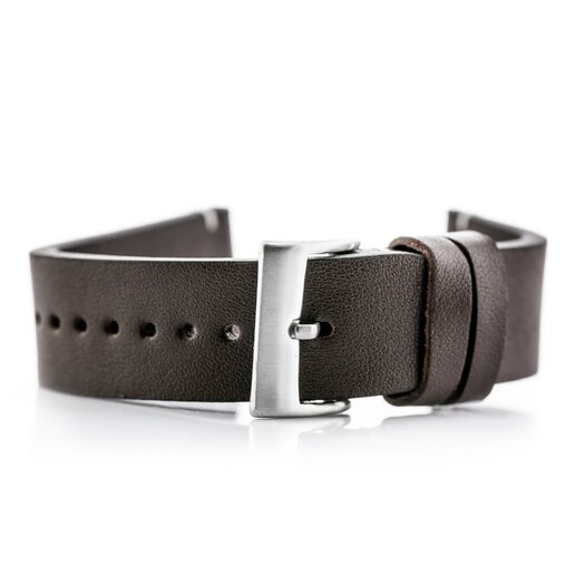 Pasek skórzany do zegarka W118 - ciemny brąz - 22mm