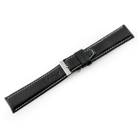 Pasek skórzany do zegarka W26 - PREMIUM - czarny/białe - 20mm