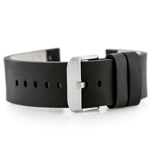 Pasek skórzany do zegarka W39 - czarny/biały 24mm