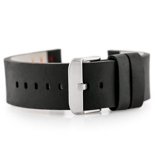 Pasek skórzany do zegarka W39 czarny/czerwony 24mm