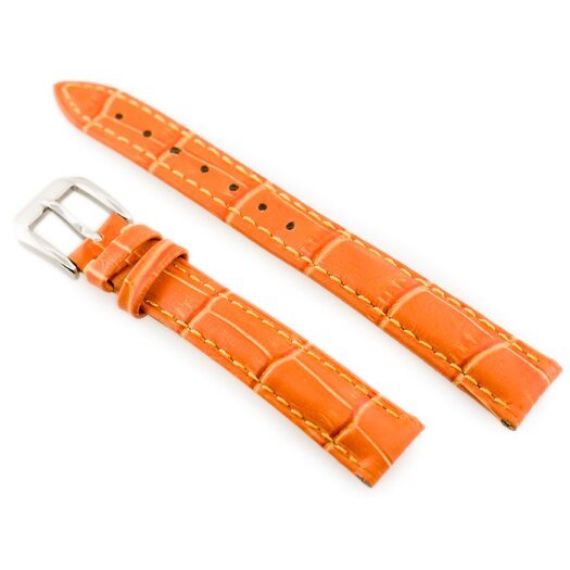 Pasek skórzany do zegarka W64 - pomarańczowy 12mm