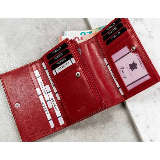 Poziomy portfel damski ze skóry naturalnej z systemem RFID — Cavaldi