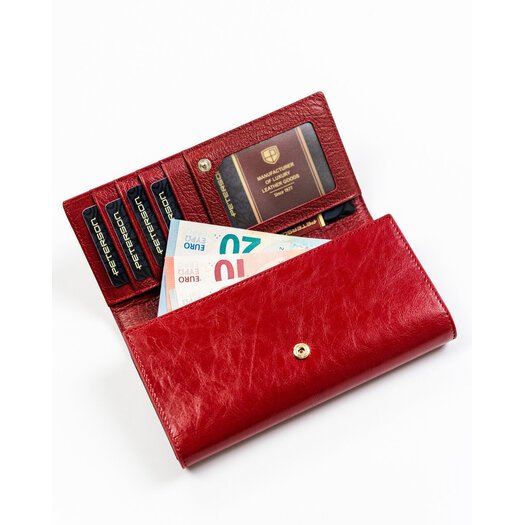 Skórzany portfel damski na karty z ochroną RFID - Peterson