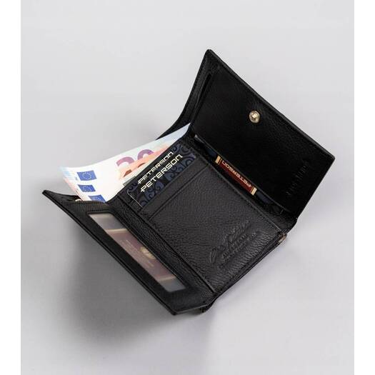 Skórzany portfel damski z portmonetką na bigiel - Peterson