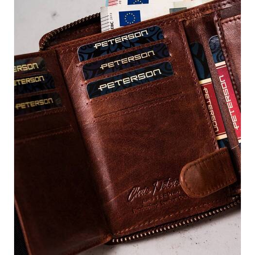 Skórzany portfel męski na zamek - Peterson