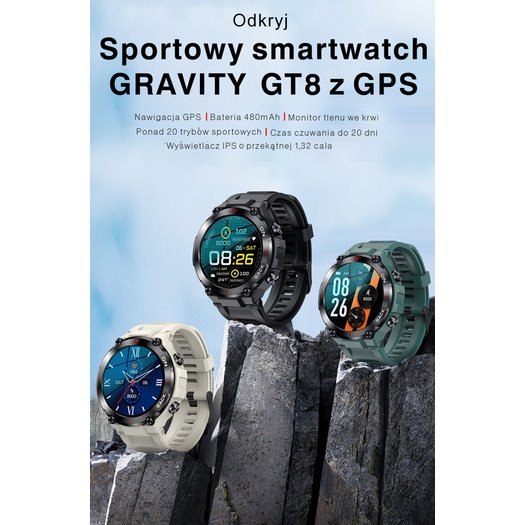 Išmanusis laikrodis vyrams GRAVITY GT8-1 - z GPS (sg017a)
